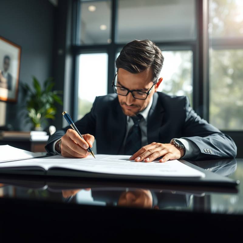 Advogado assinando documento de privacidade